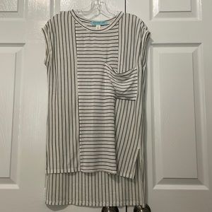 Francesca’s Black and White Stripe High Low Top